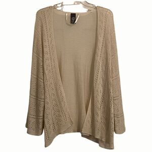 Vince Camuto 0/ST Ivory Open Front Thin Cardigan Pointelle Knit Front